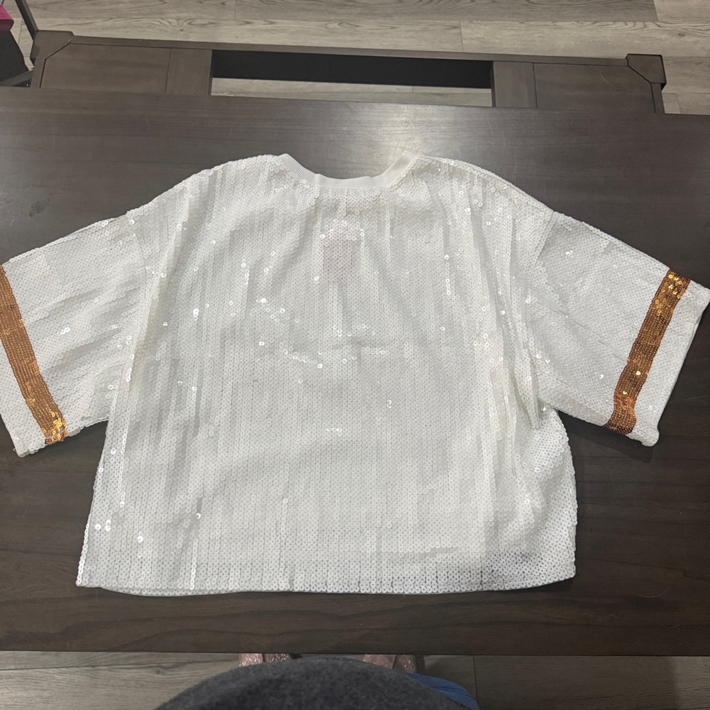 Simply Southern White Sequin Top with Gold Details - Picture 2 of 5